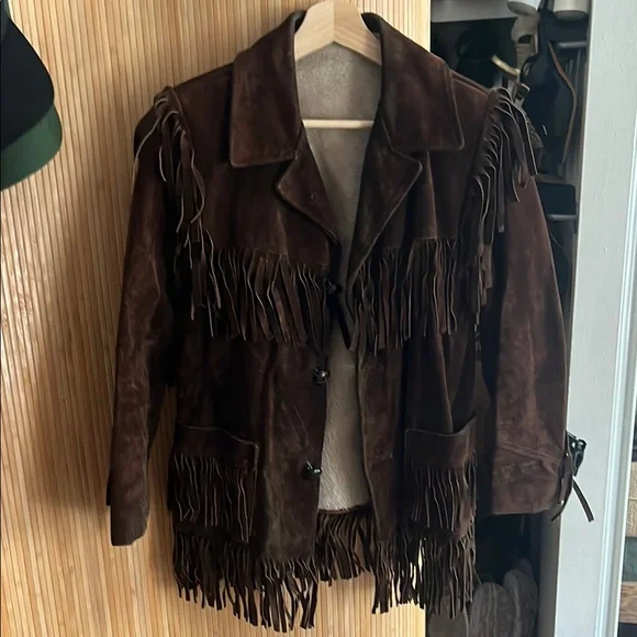 Brown Suede Fringe Jacket - Picture 1 of 13